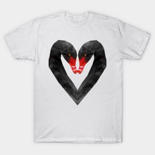 Geometric Black Swan Heart T-Shirt